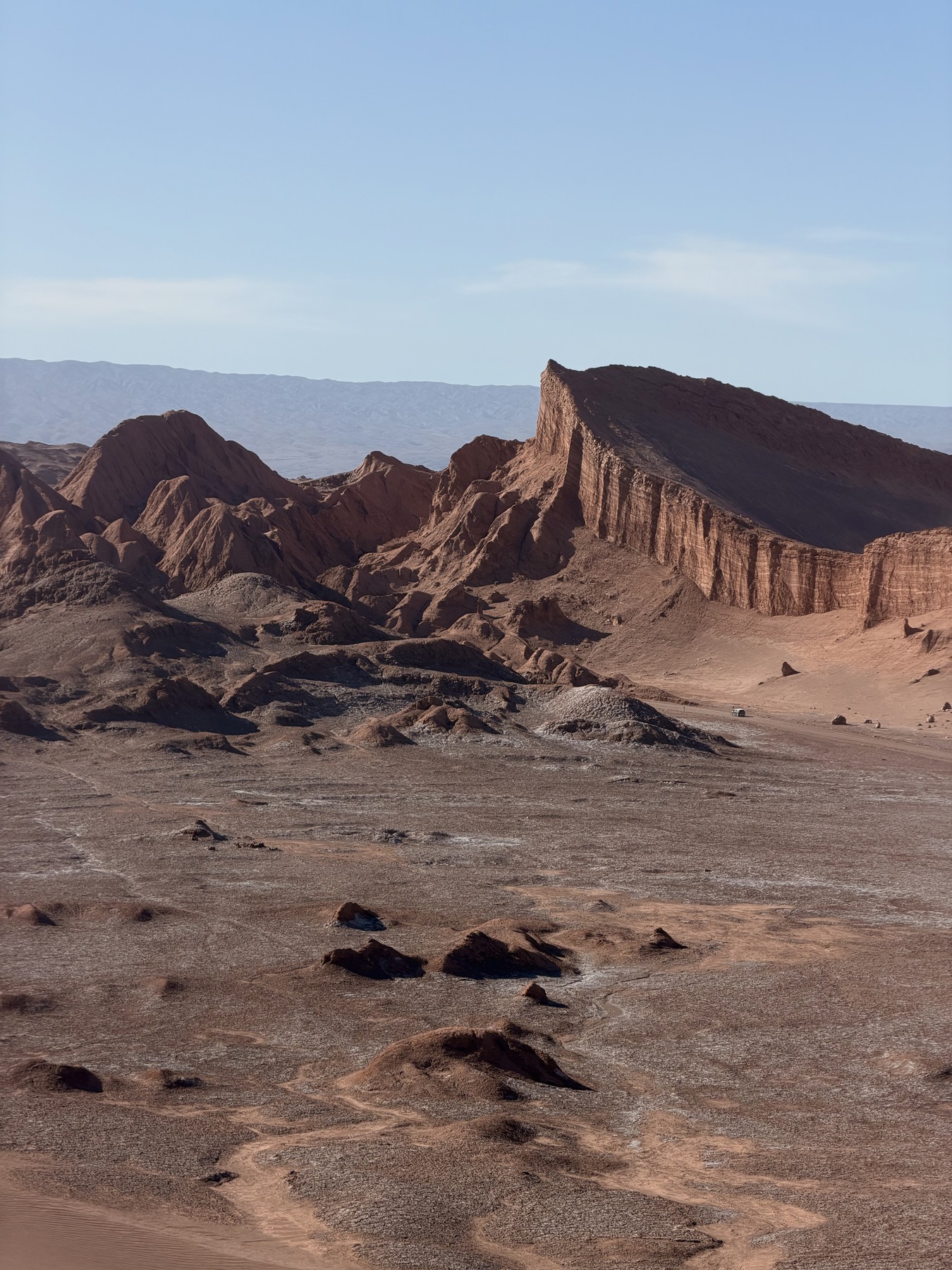 Jagged red rock formations in Valle de la Luna, Chile