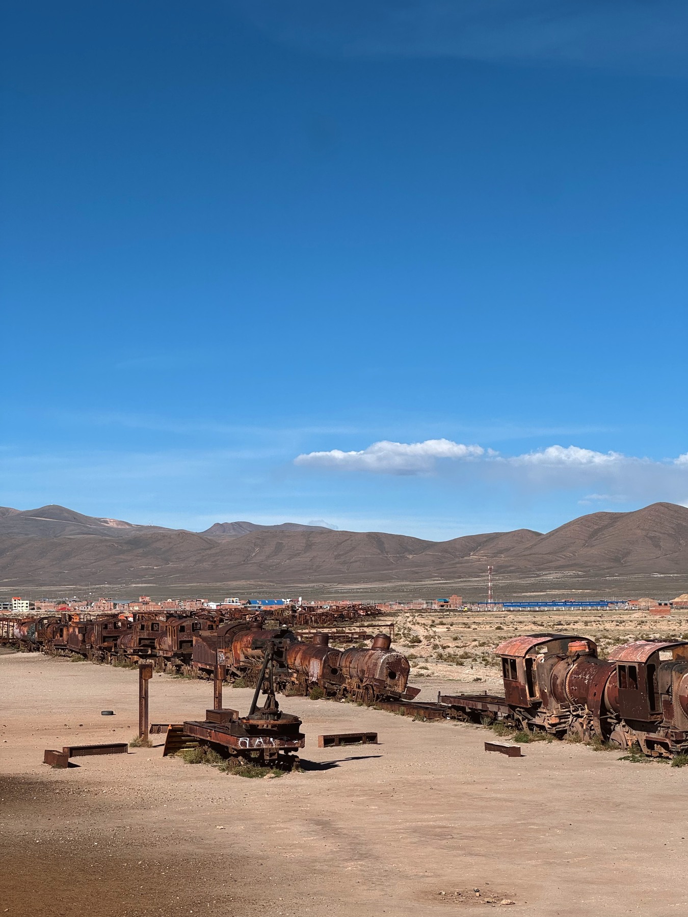Rusting locomotives at the Uyuni train cemetery