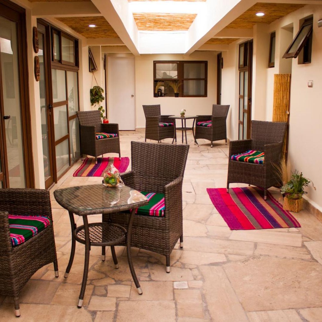 Courtyard seating at Hostal Anpaymi Atacama