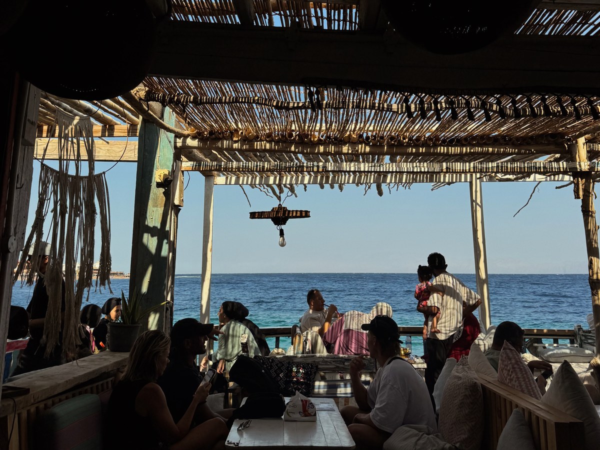 Dahab waterfront cafe beside the Red Sea in Egypt