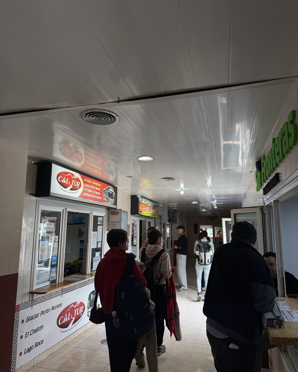 The small bus terminal at the southern end of El Chaltén
