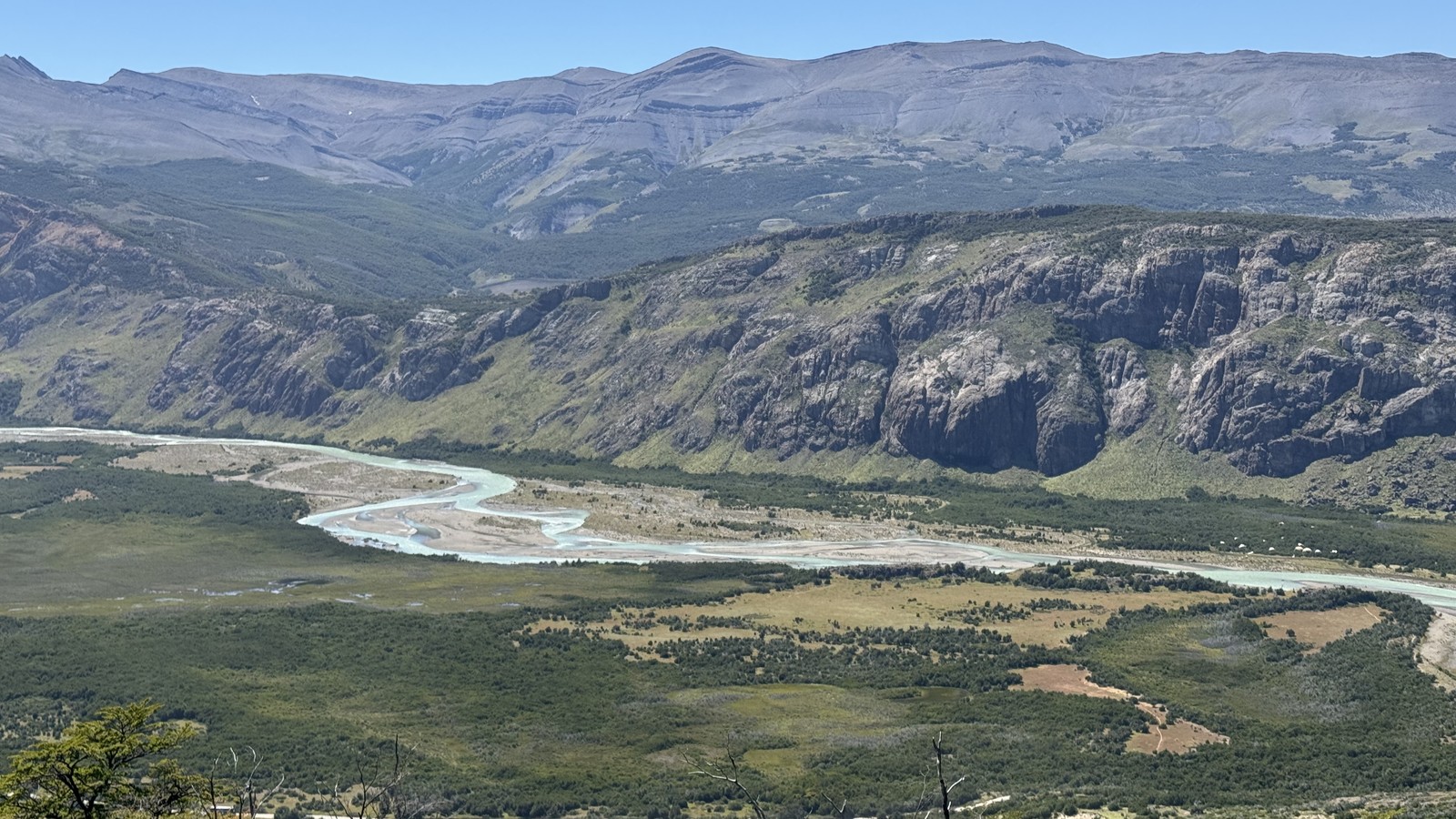 The river valley below El Chaltén from the trail