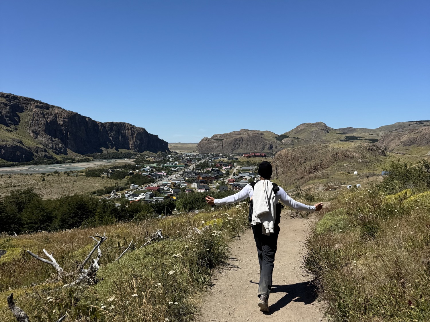 Walking down the trail towards El Chaltén after the Fitz Roy hike