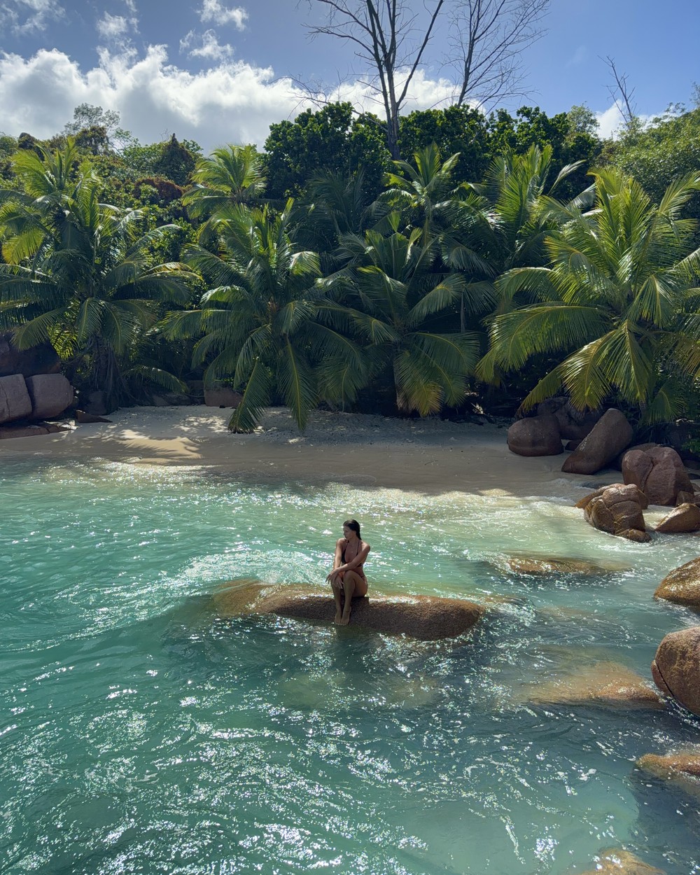 Small secluded beach reached by the granite path beyond Anse Lazio on Praslin