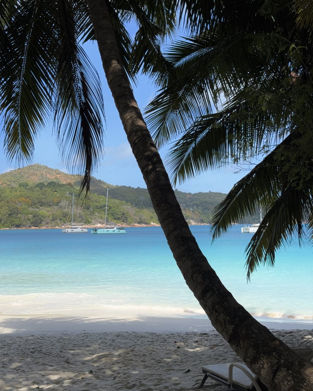 Ellen swimming in the clear water at Anse Lazio on Praslin