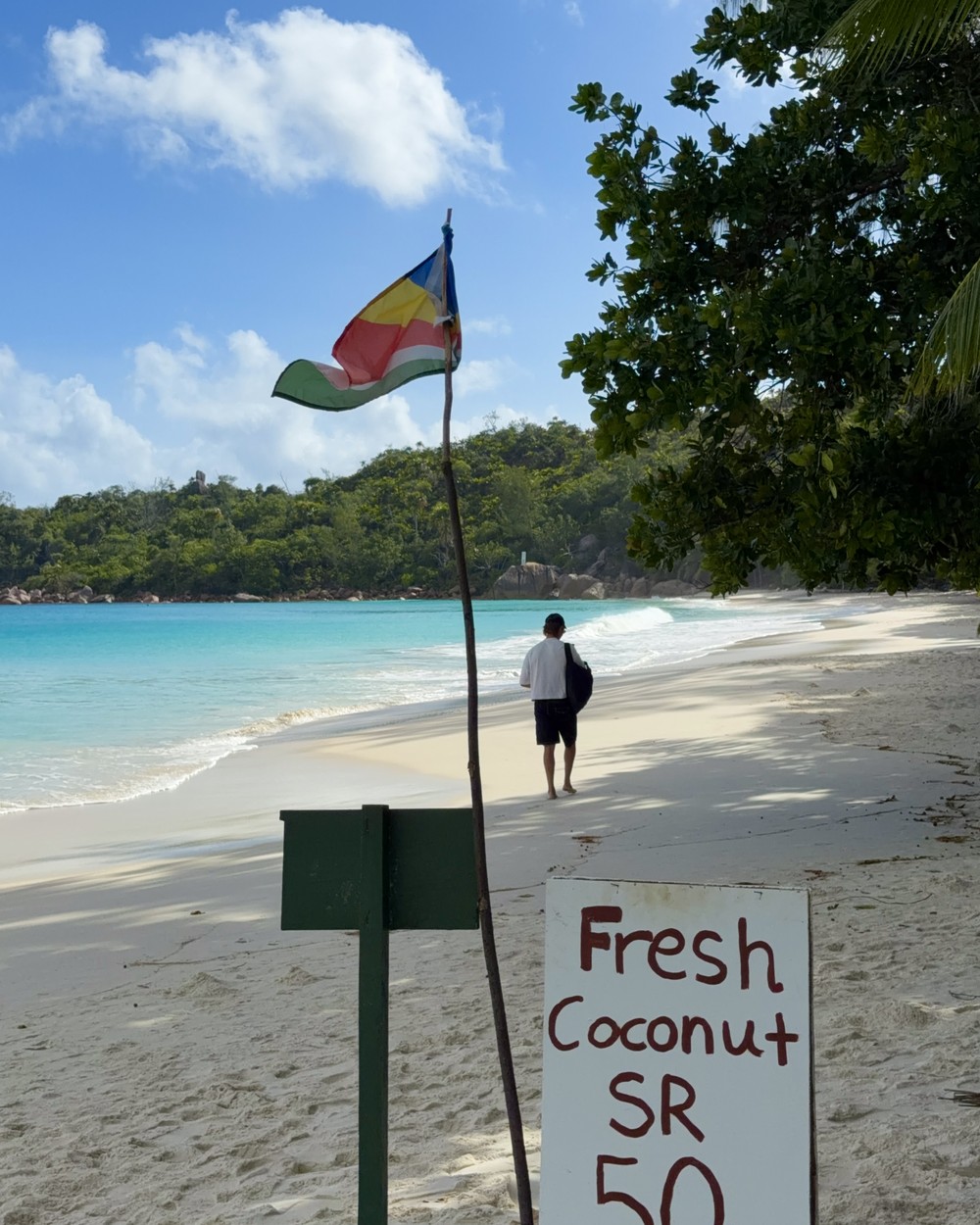 White sand, clear water and granite boulders at Anse Lazio on Praslin