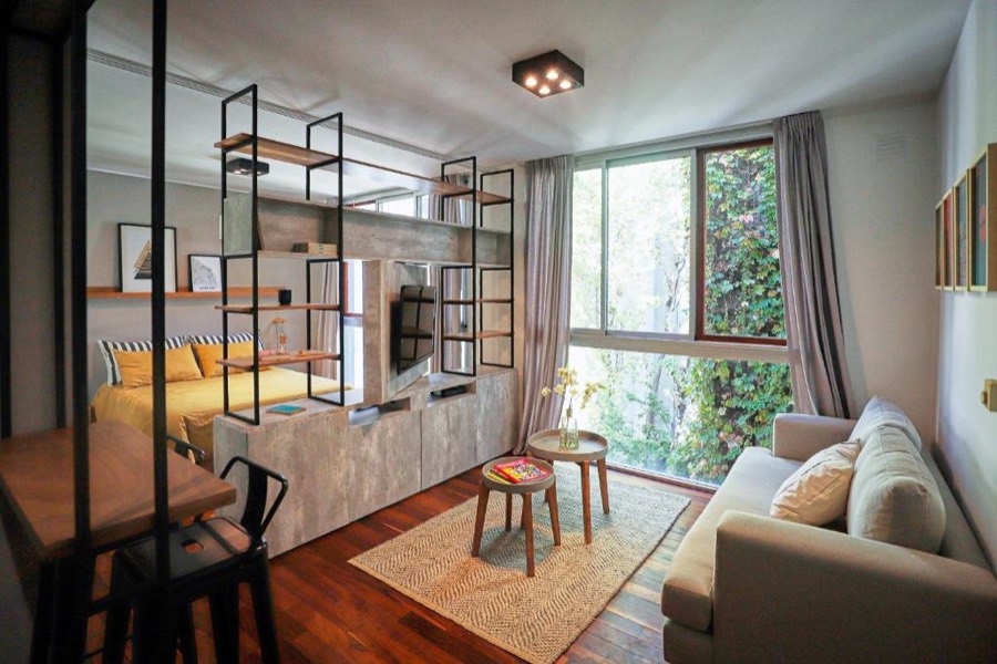 Living and sleeping space at Boutique Design Studio in Palermo Soho, Buenos Aires