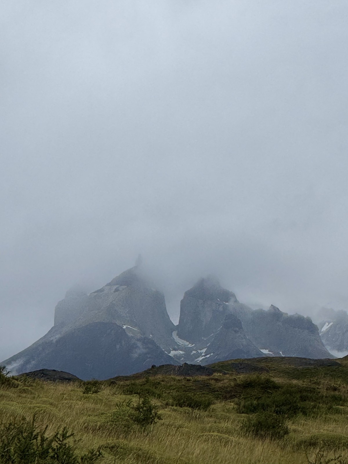 Low cloud hiding the mountains during our Torres del Paine visit