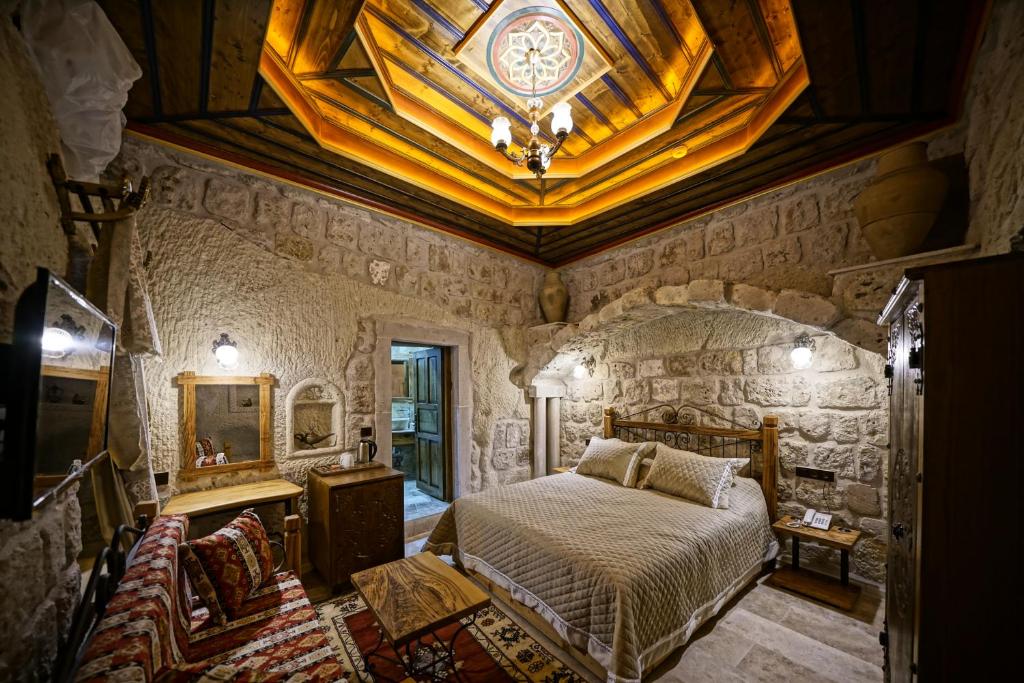 Cave bedroom at Cappadocia Cave Lodge, where we stayed