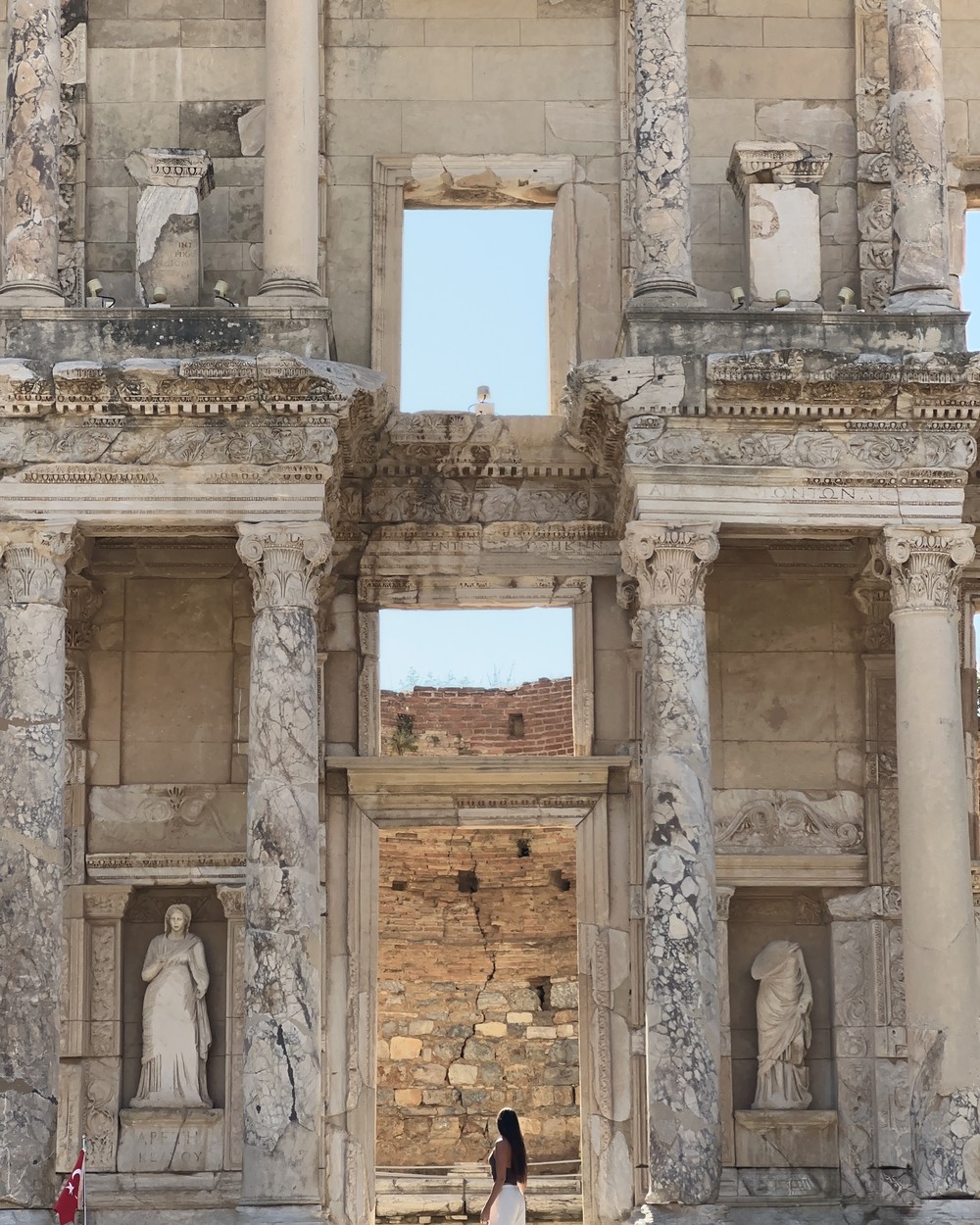 The facade of the Library of Celsus at the ancient city of Ephesus