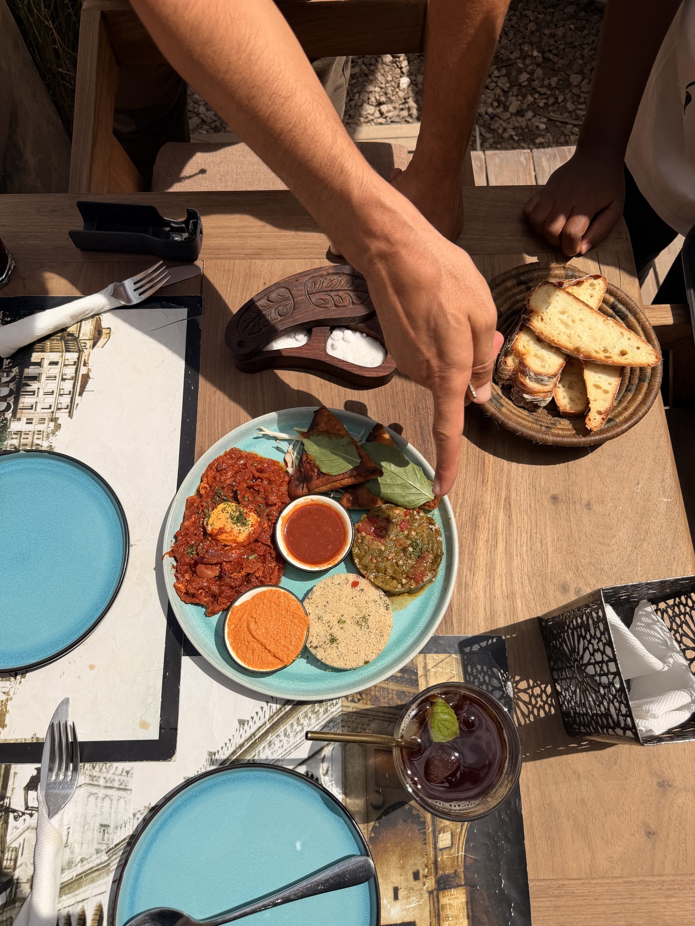 Our meal and homemade bread at al Casbah in Paje