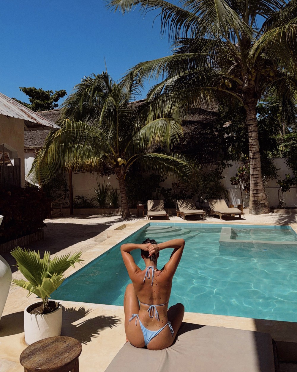 The pool and garden at Chokoro House in Paje, Zanzibar